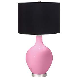 Image1 of Pale Pink Ovo Table Lamp with Black Shade
