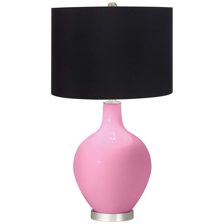 Image 1 Pale Pink Ovo Table Lamp with Black Shade