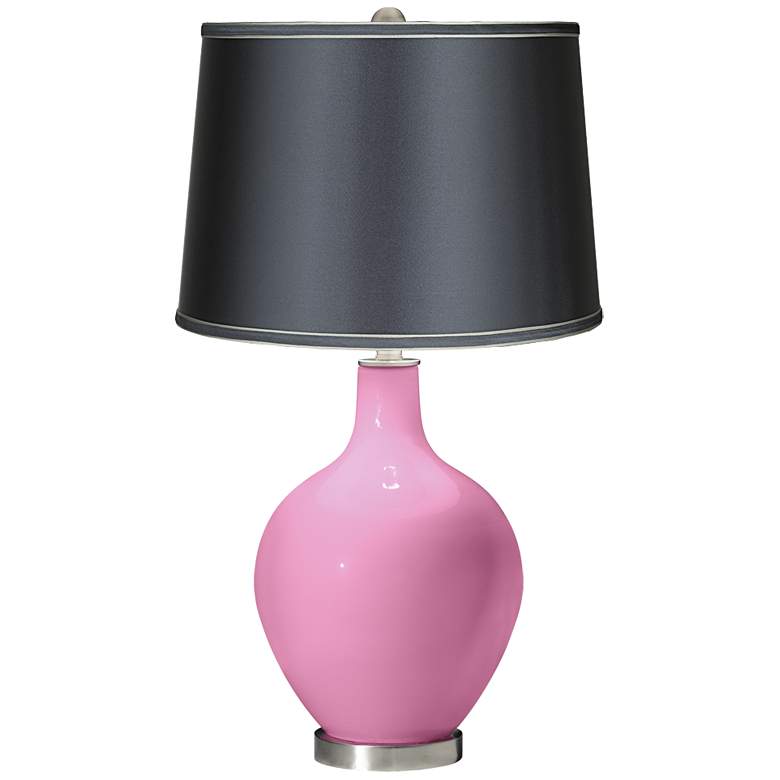Image 1 Pale Pink - Satin Dark Gray Shade Ovo Table Lamp