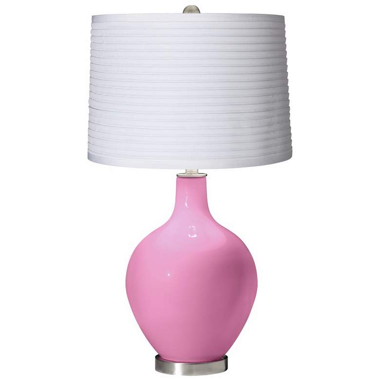 Image 1 Pale Pink White Pleated Shade Ovo Table Lamp