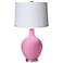 Pale Pink White Pleated Shade Ovo Table Lamp