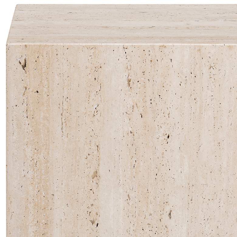 Image 3 Palermo 18" Wide Cream Travertine Square End Table more views