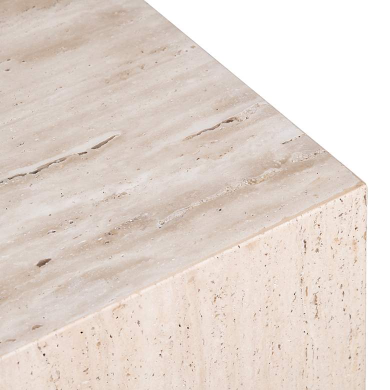 Image 5 Palermo 18" Wide Cream Travertine Square End Table more views