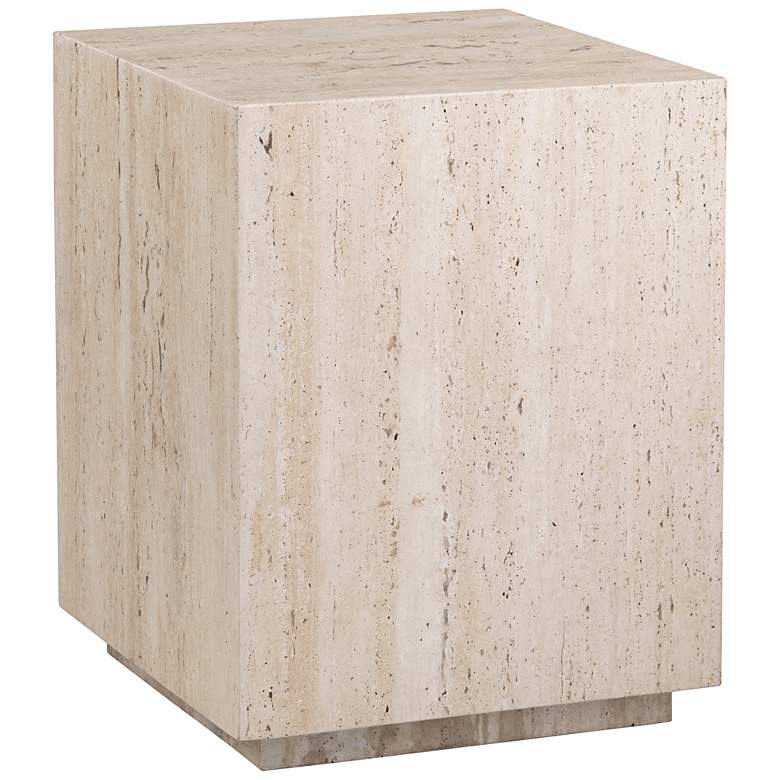 Image 6 Palermo 18" Wide Cream Travertine Square End Table more views