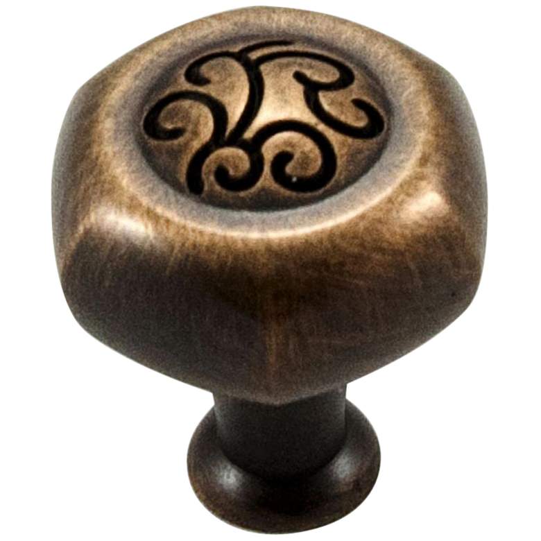 Image 1 Palermo Brushed English 1 1/4" Wide Hexagon Cabinet Knob