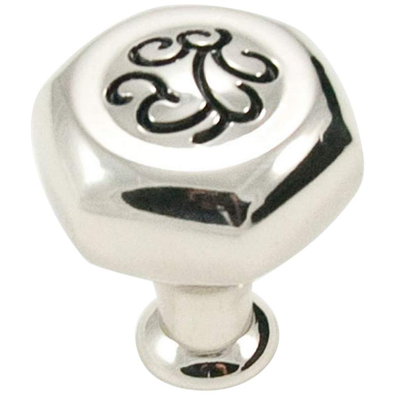 Image 1 Palermo Polished Nickel with Black 1 1/4" Wide Cabinet Knob