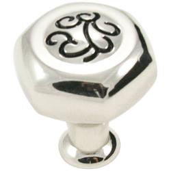 Palermo Polished Nickel with Black 1 1/4" Wide Cabinet Knob