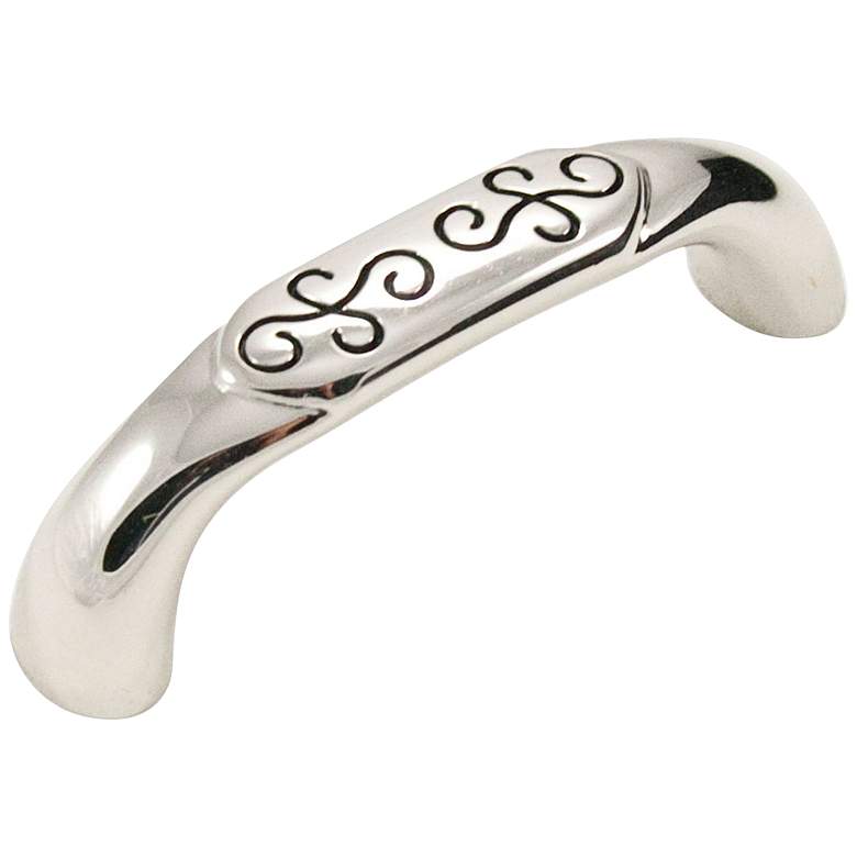 Image 1 Palermo Polished Nickel with Black 3 1/2" Wide Cabinet Pull
