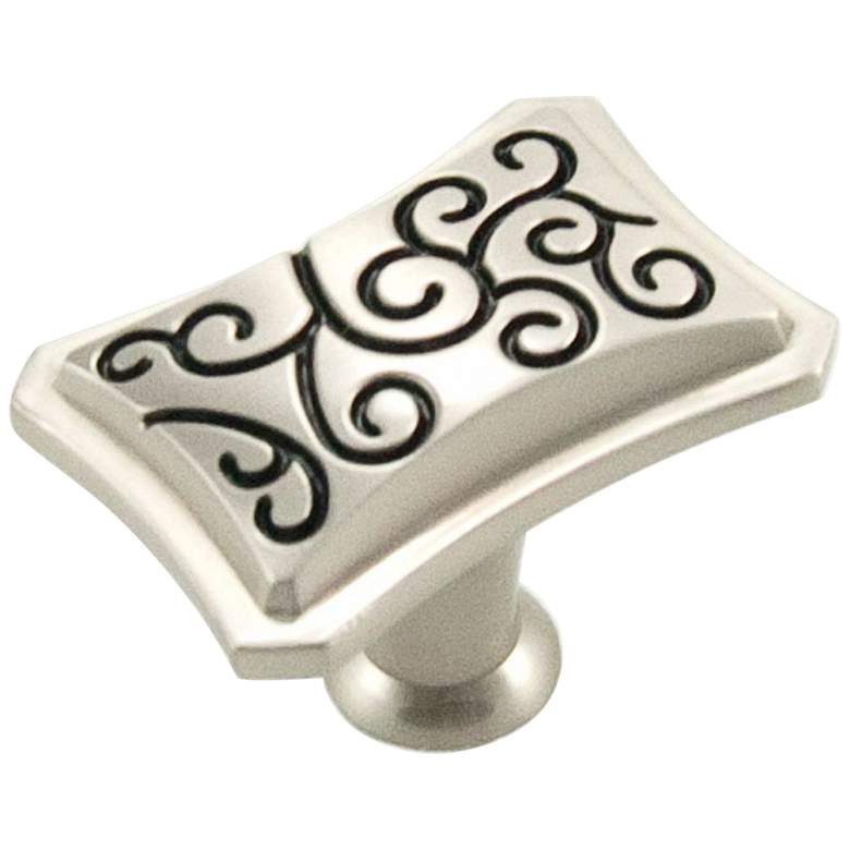 Image 1 Palermo Satin Nickel with Black 1 3/4" Wide Cabinet Knob