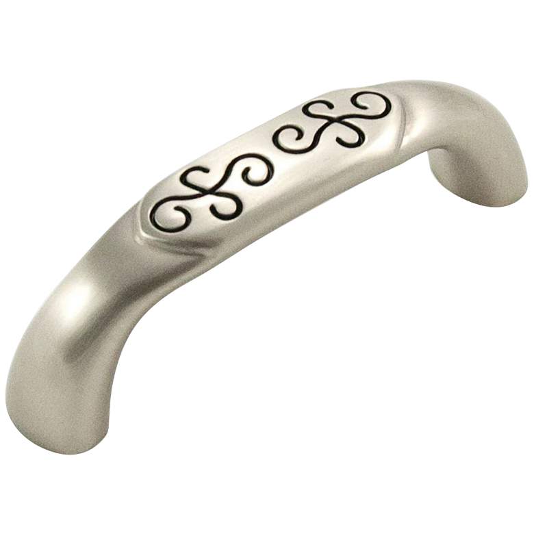 Image 1 Palermo Satin Nickel with Black 3 1/2" Wide Cabinet Pull