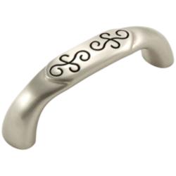 Palermo Satin Nickel with Black 3 1/2" Wide Cabinet Pull