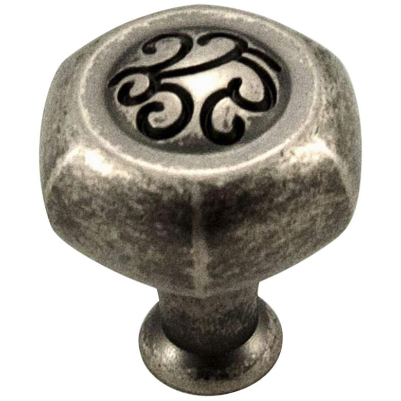 Image 1 Palermo Weathered Nickel 1 1/4" Wide Hexagon Cabinet Knob