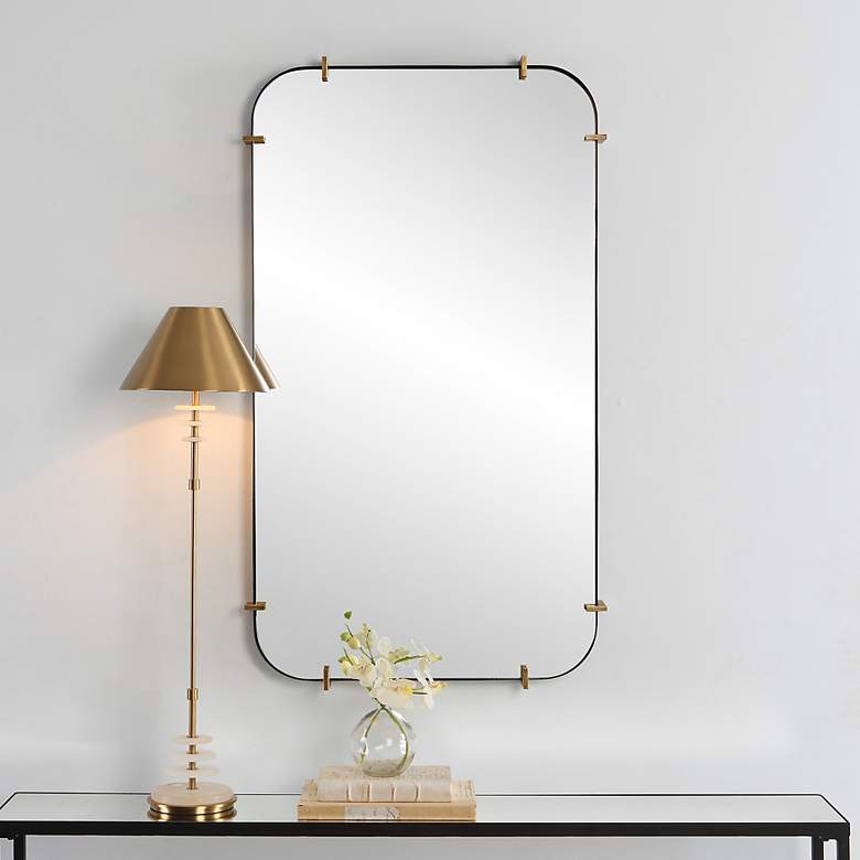 Image 1 Pali Black 27 1/4" x 47 1/2" Rectangular Wall Mirror