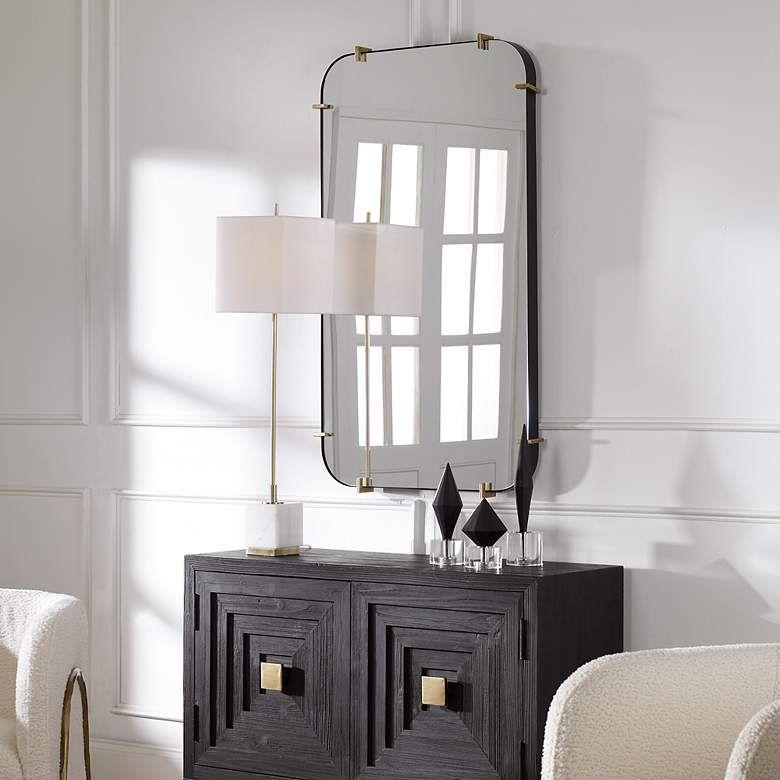 Image 3 Pali Black 27 1/4" x 47 1/2" Rectangular Wall Mirror more views