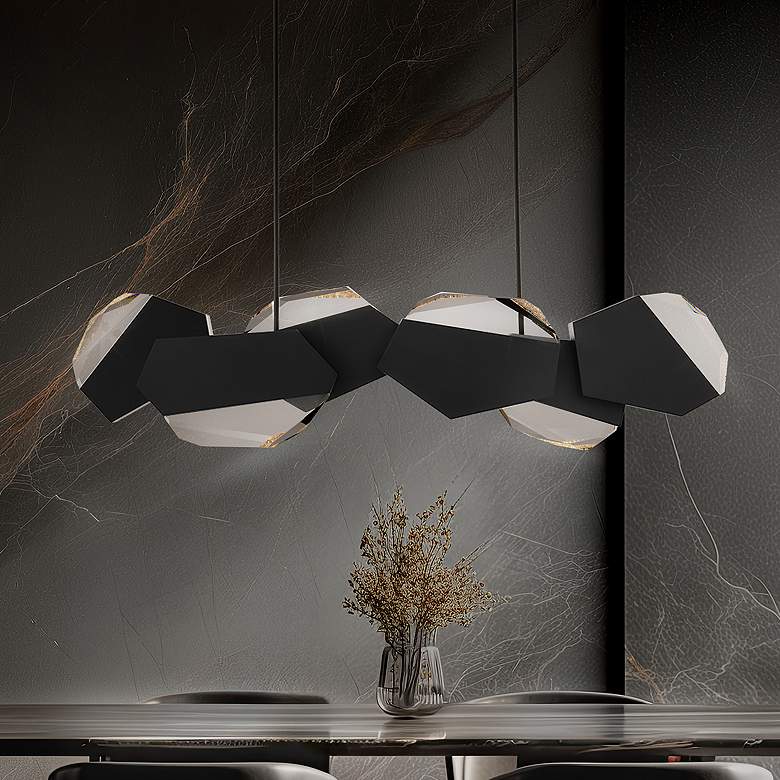 Image 1 Palisade 11.75"H x 47.75"W 6-Light Crystal Linear Pendant in Blac