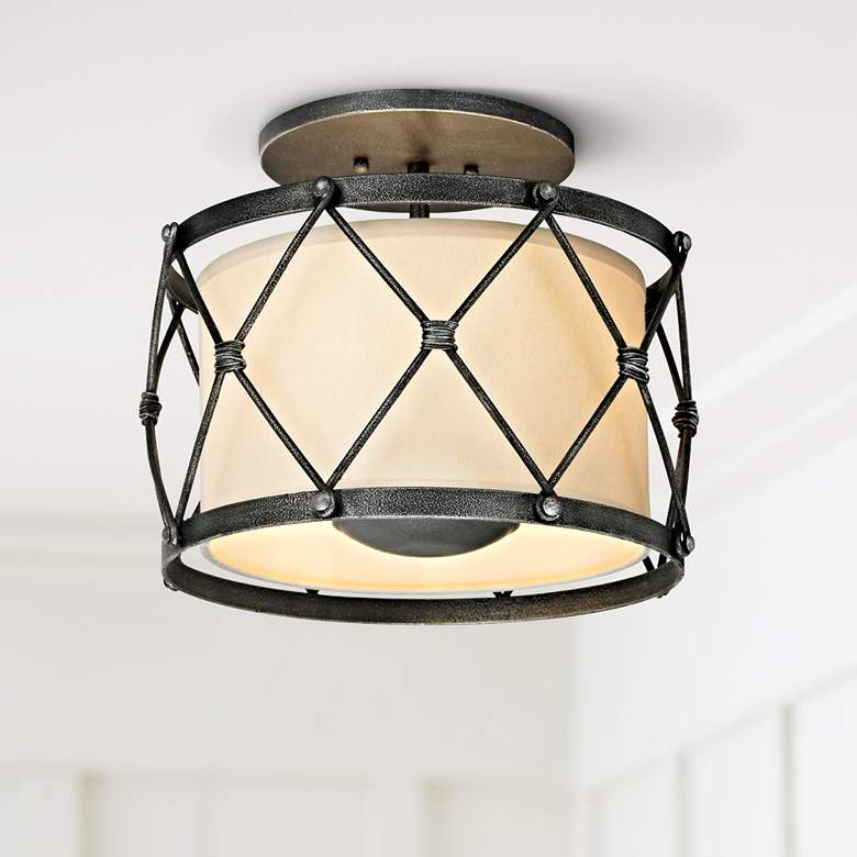 Image 1 Palisade 14" Wide Aged Pewter Ceiling Light