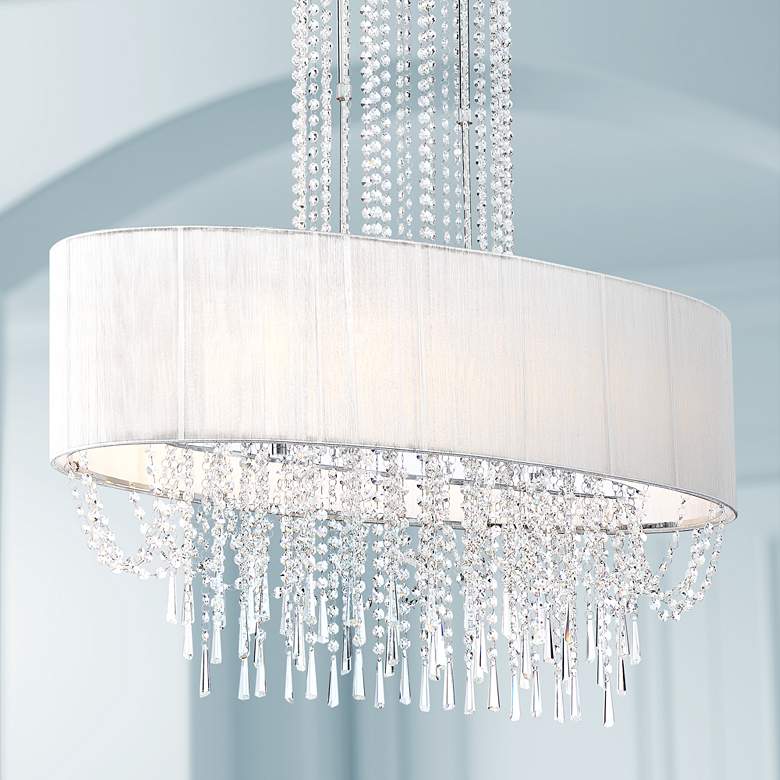 Image 1 Palisades 39" Wide Chrome and Crystal Modern Chandelier Pendant Light