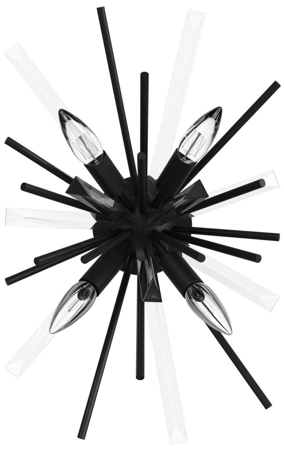 Palisades Ave. 12"W Wall Sconce in Black/Clear Glass