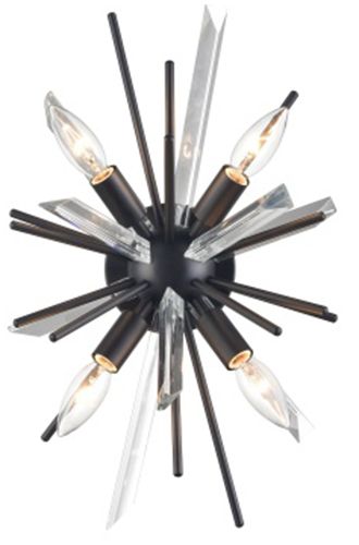 Image 2 Palisades Ave. 12"W Wall Sconce in Black/Clear Glass more views