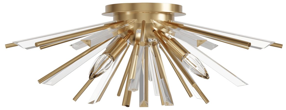 Image 2 Palisades Ave. 24"W Flushmount in Aged Brass/Champagne Glass more views