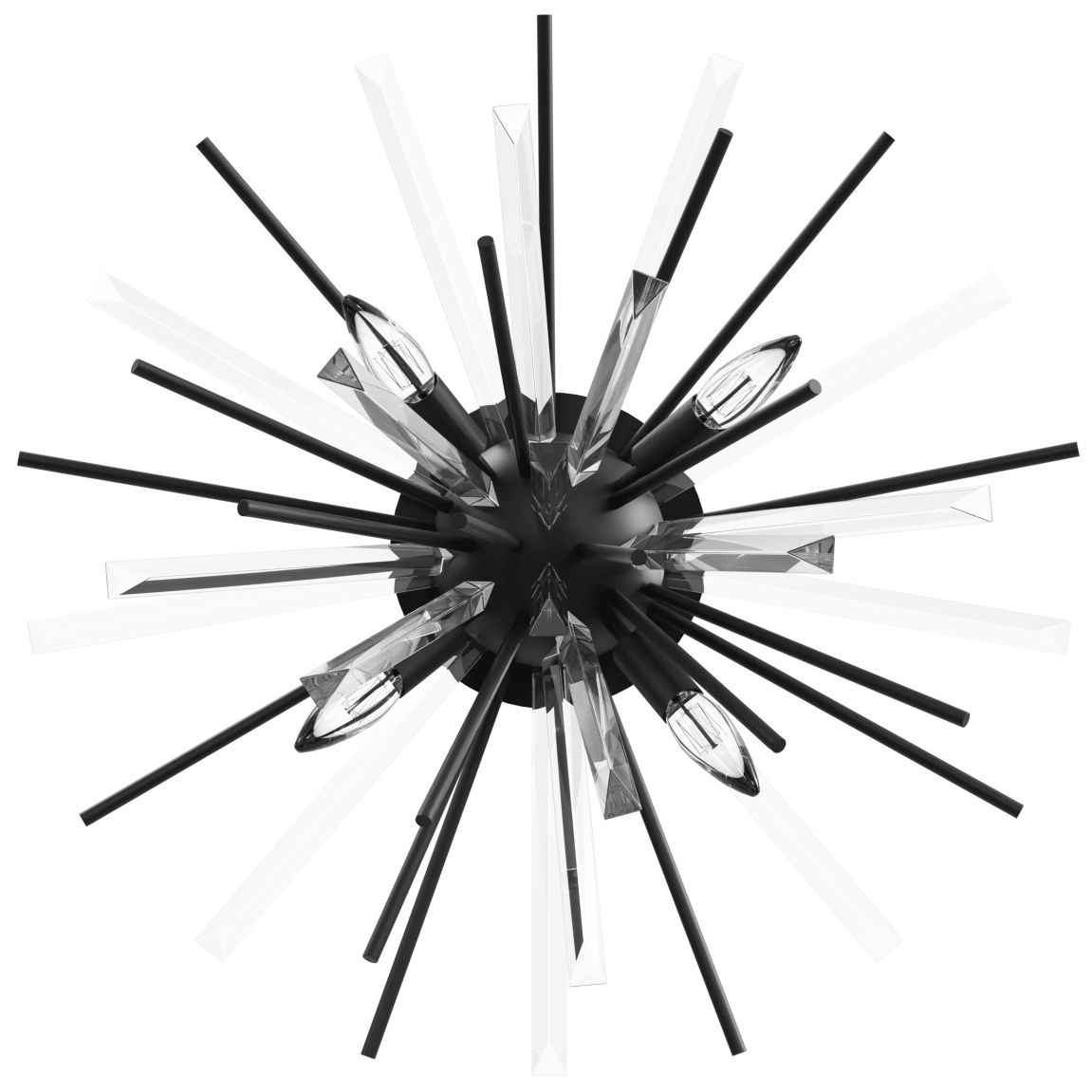 Palisades Ave. 24"W Flushmount in Black/Clear Glass