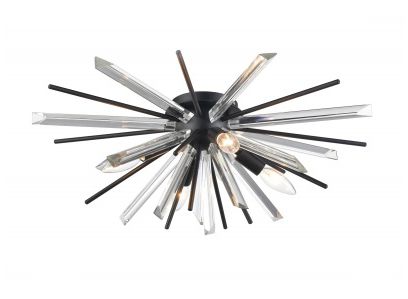 Image 3 Palisades Ave. 24"W Flushmount in Black/Clear Glass more views