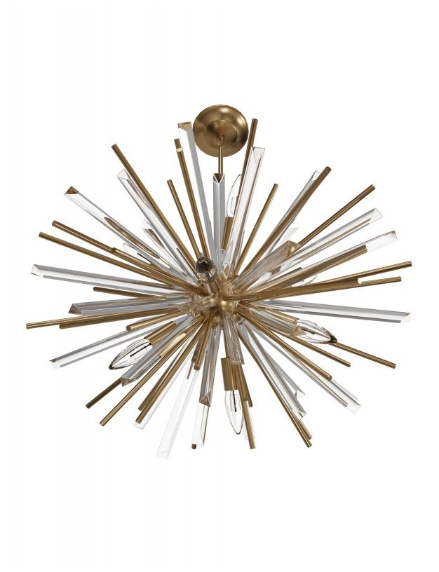 Image 2 Palisades Ave. 32"W Pendant in Aged Brass more views