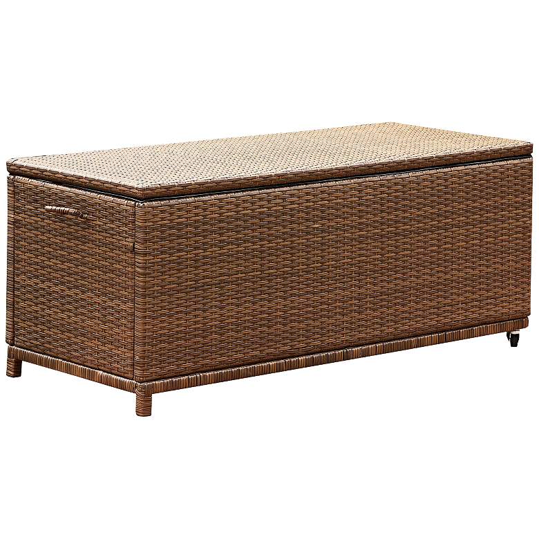 Image 1 Palisades Brown Wicker Large Outdoor Storage Ottoman Bench