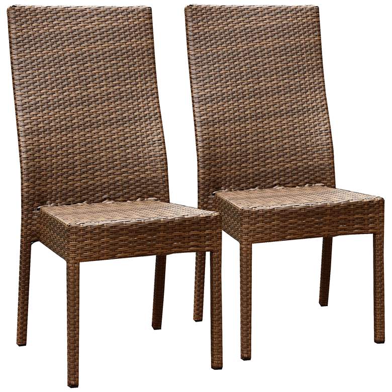 Image 1 Palisades Brown Wicker Outdoor Dining Chairs Set of 2