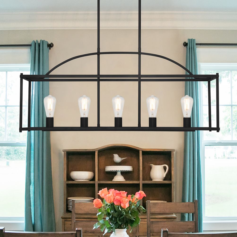Thumbnail1 of Palladian 5-Light Linear Chandelier in Matte Black