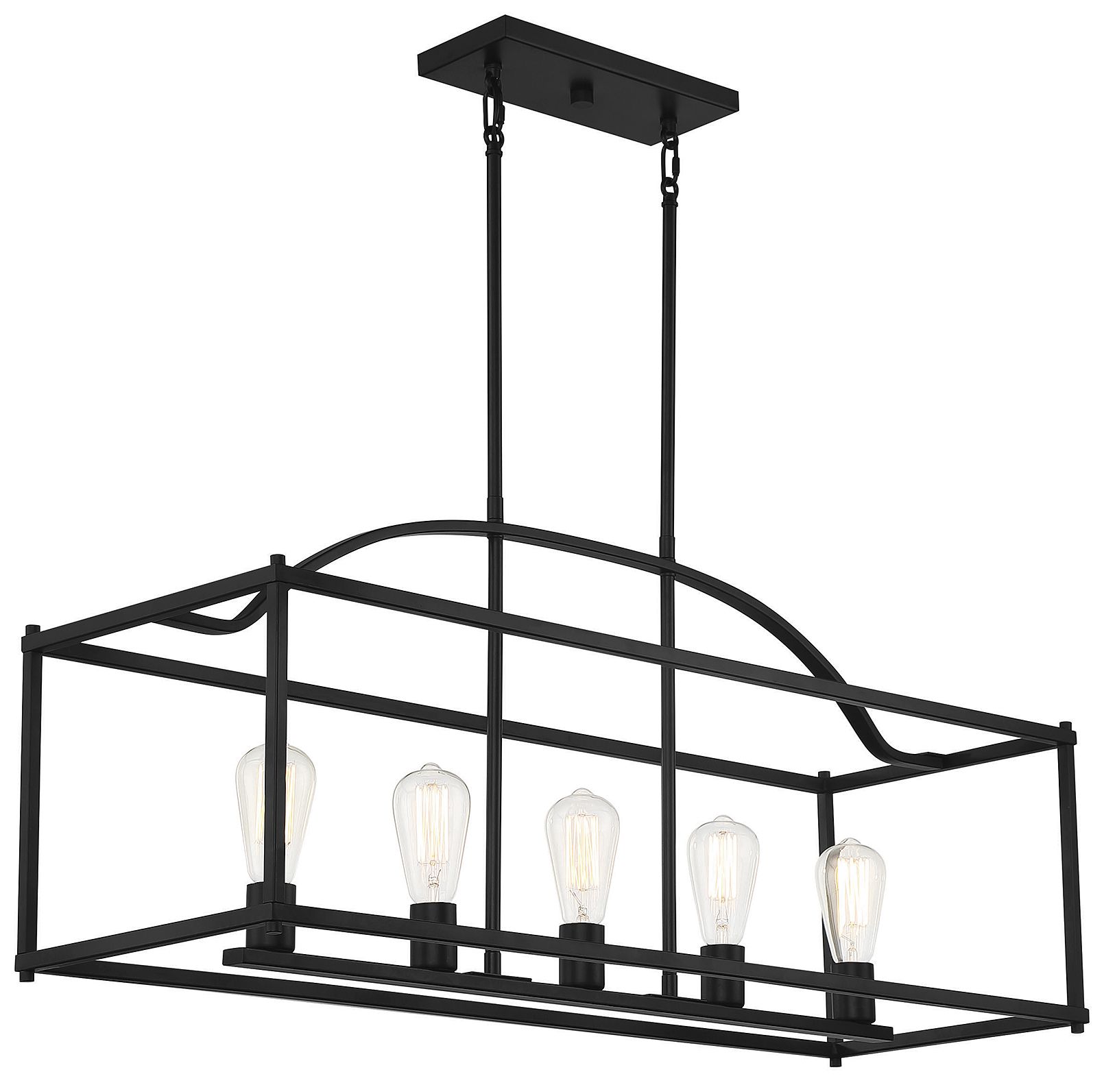 Palladian 5-Light Linear Chandelier in Matte Black