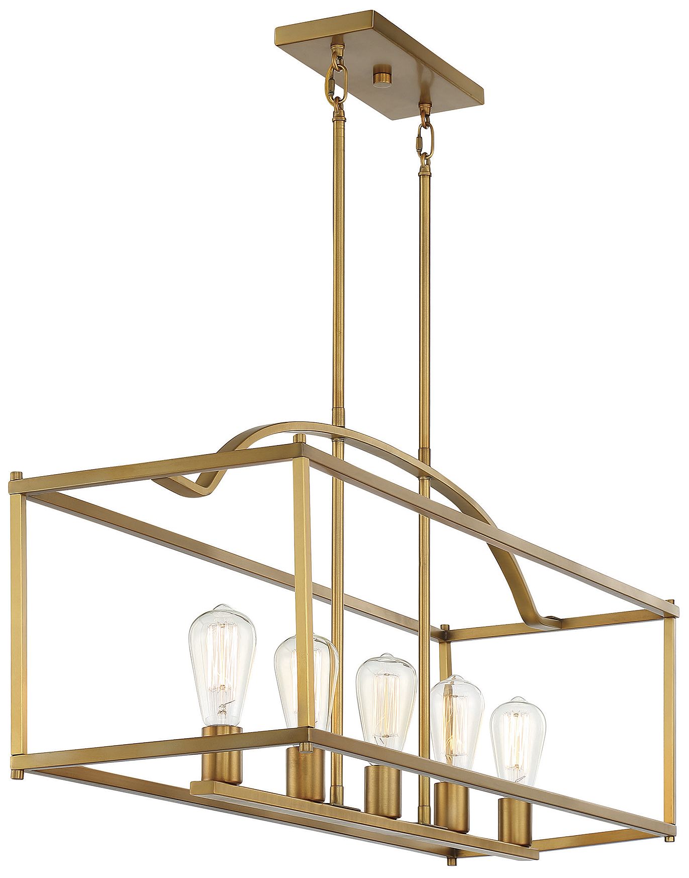 Palladian 5-Light Linear Chandelier in Warm Brass