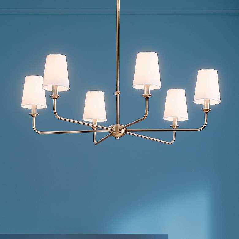 Image 2 Pallas 32 1/4" Wide Brushed Natural Brass 6-Light Chandelier