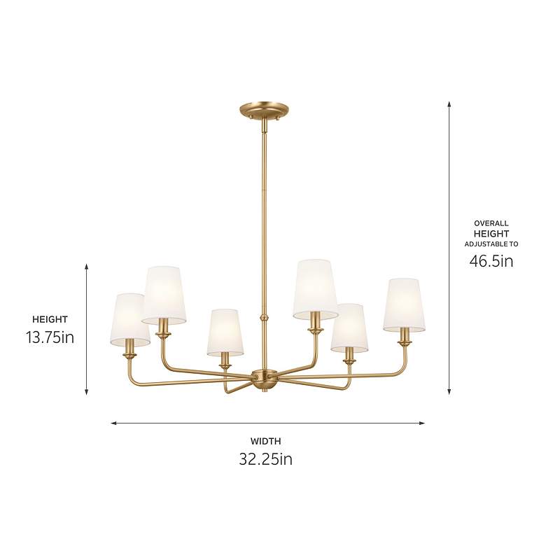 Image 5 Pallas 32 1/4" Wide Brushed Natural Brass 6-Light Chandelier more views