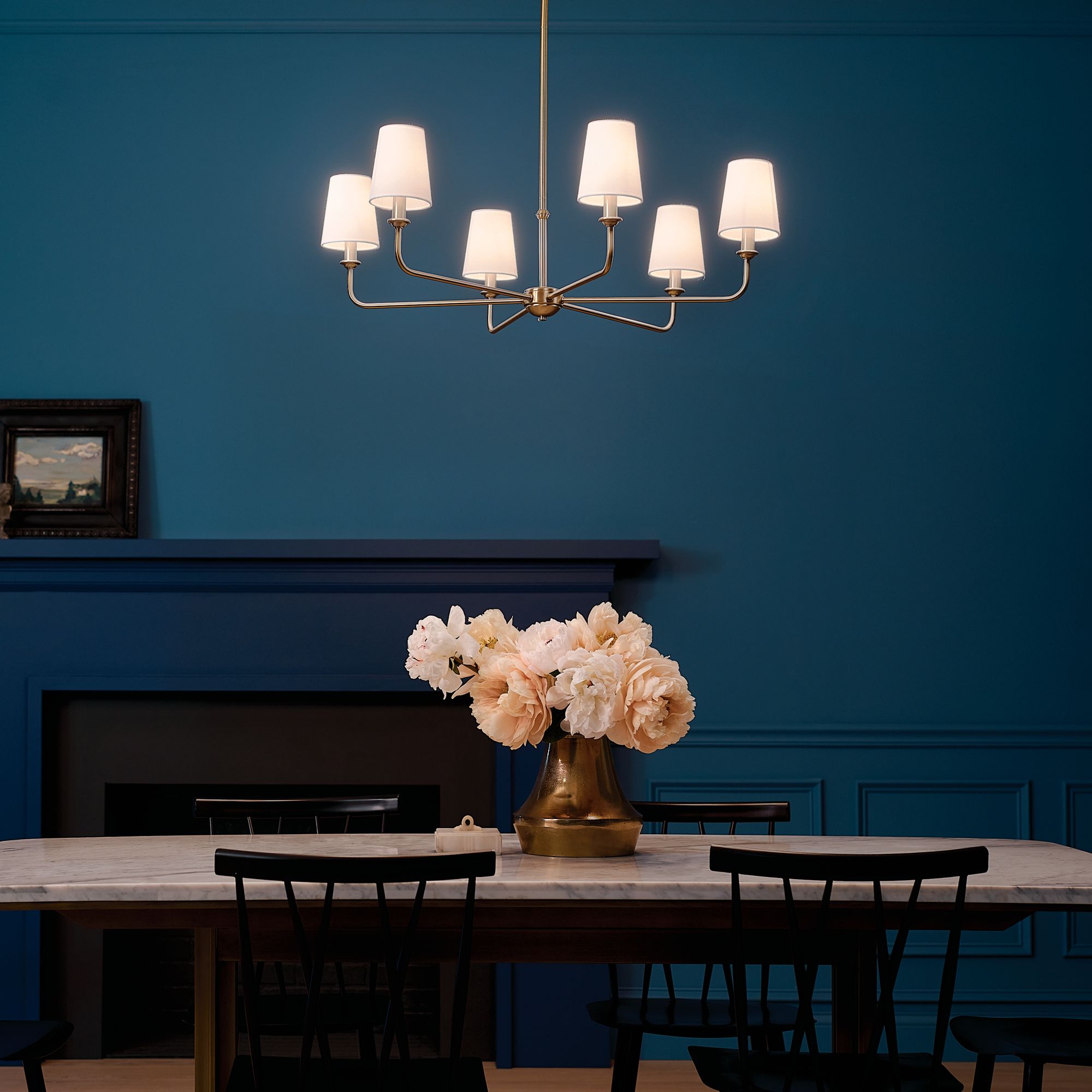 Pallas 32 1/4" Wide Brushed Natural Brass 6-Light Chandelier in scene