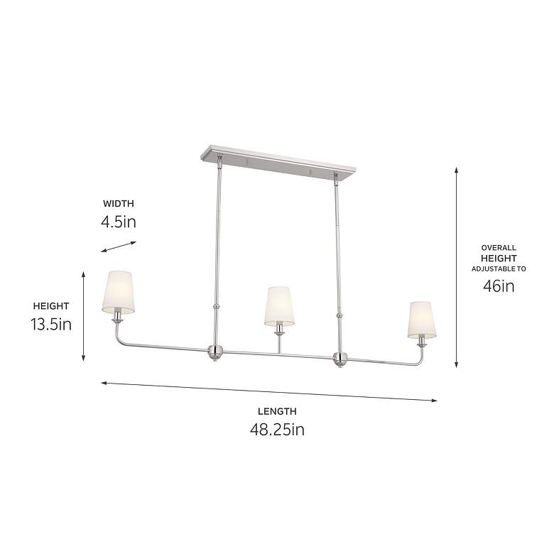 Image 5 Pallas 48 1/4"W Polished Nickel 3-Light Linear Chandelier more views