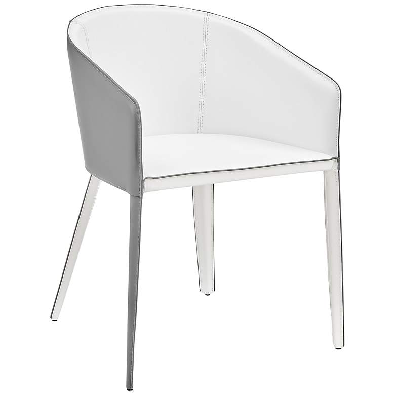 Image 2 Pallas White Gray Leather Armchair