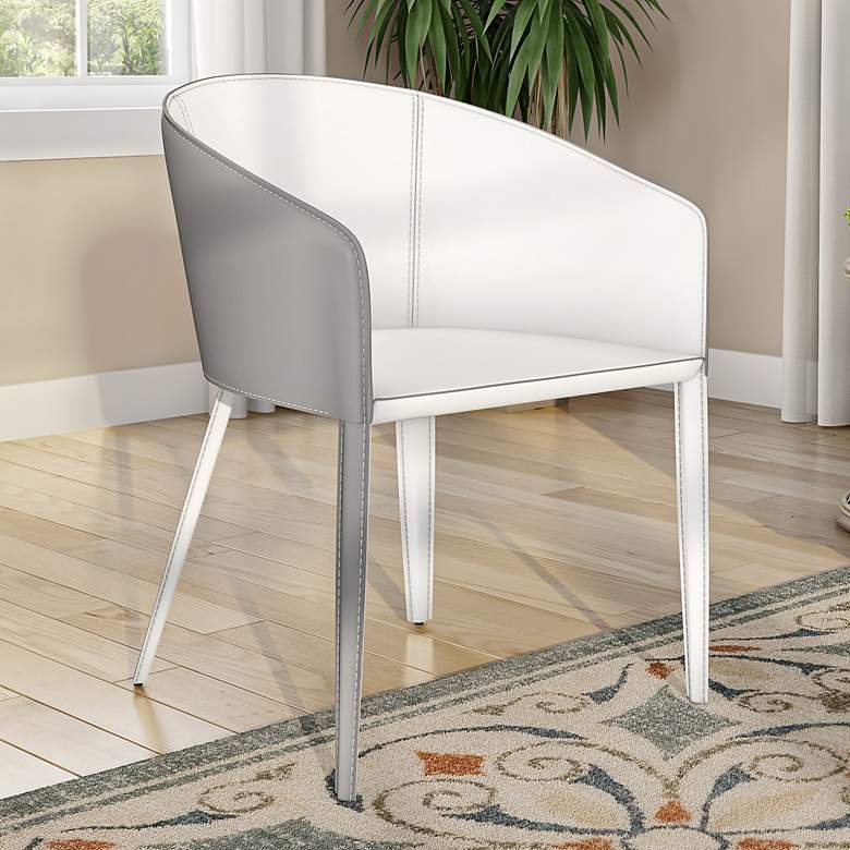 Image 1 Pallas White Gray Leather Armchair