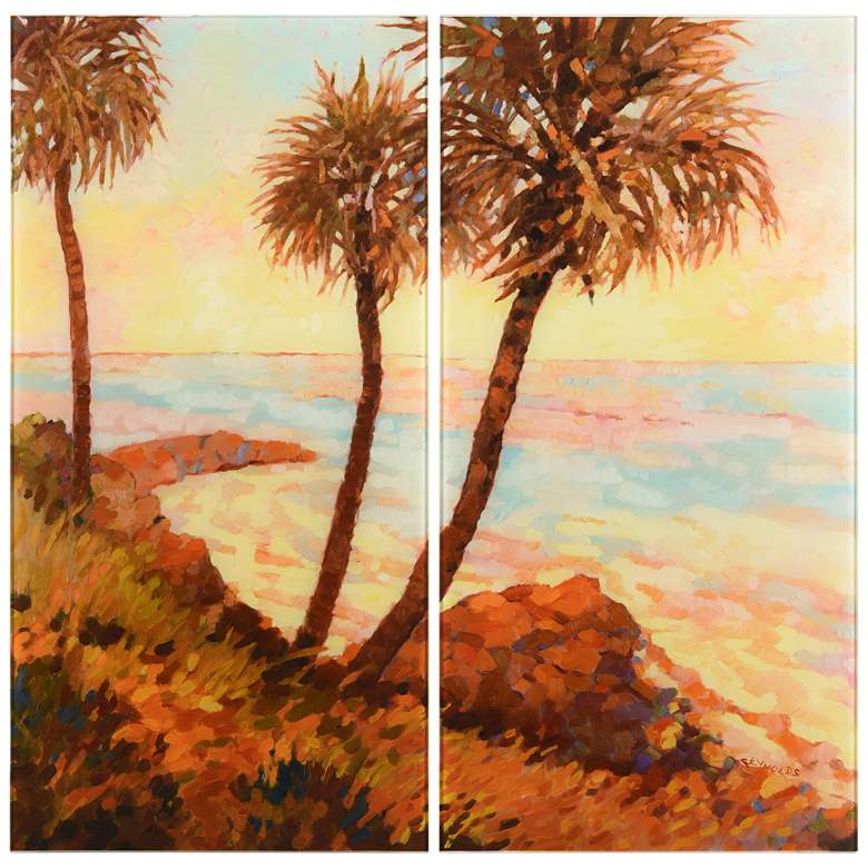 Image 1 Palm Breeze I AB Frameless Reverse Printed Tempered Glass Wall Art Set of 2