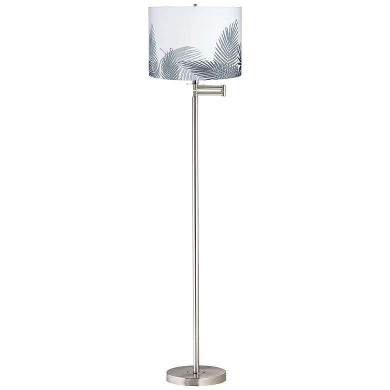Image 1 Palm Brushed Nickel Swing Arm Floor Lamp