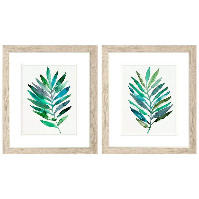 Image 1 Palm Frond Flow B 19"W x 22"H Framed Art Set of 2