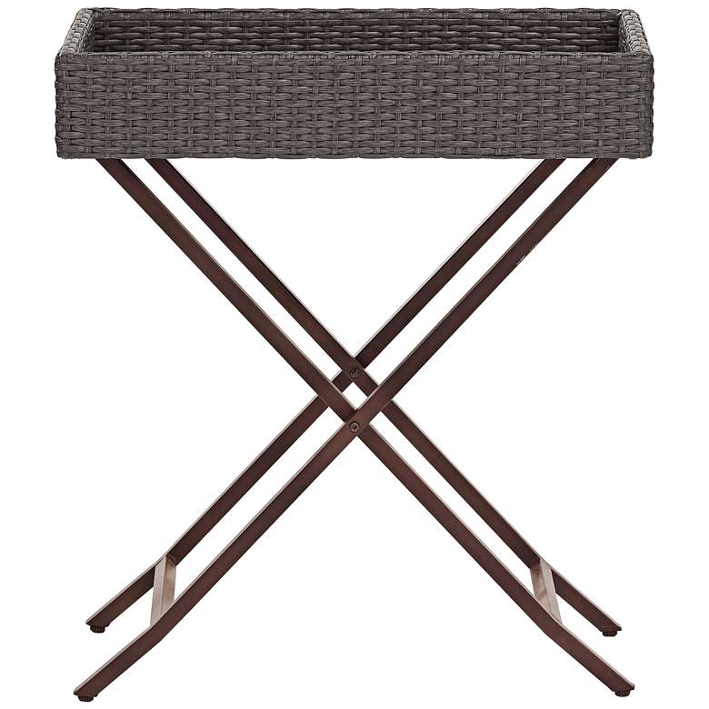 Image 1 Palm Harbor Gray Outdoor Wicker Butler Tray