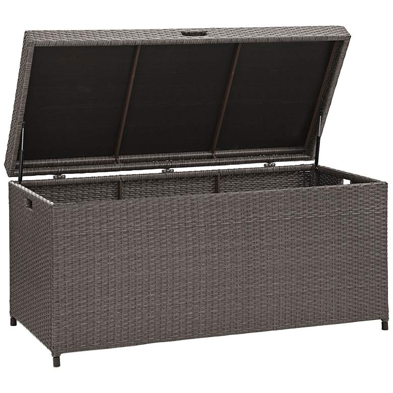 Image 2 Palm Harbor Gray Outdoor Wicker Storage Bin more views