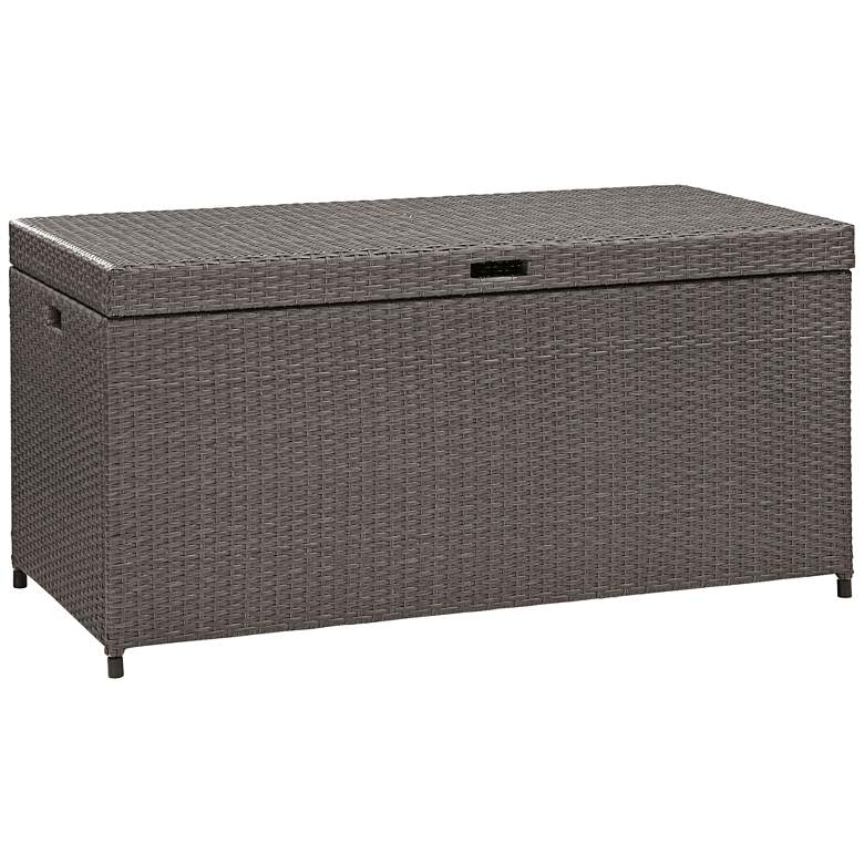 Image 4 Palm Harbor Gray Outdoor Wicker Storage Bin more views