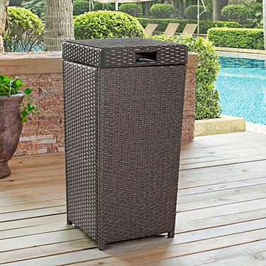 Palm Harbor Gray Outdoor Wicker Trash Bin