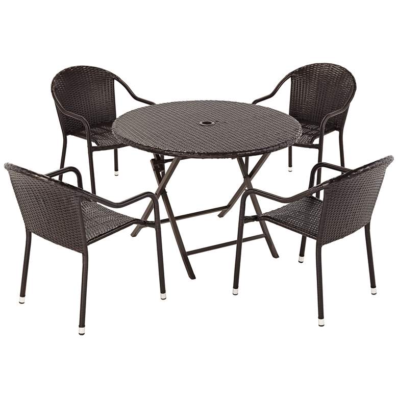 Image 2 Palm Harbor Outdoor Wicker 5-Piece Cafe Dining Set