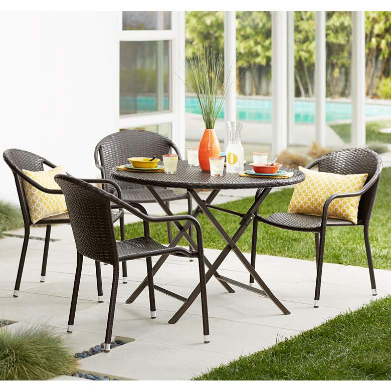 Image 1 Palm Harbor Outdoor Wicker 5-Piece Cafe Dining Set
