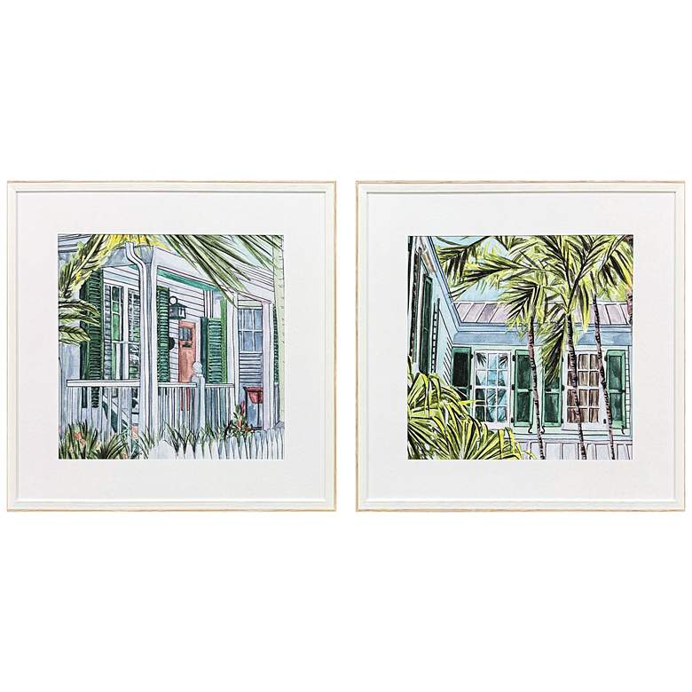 Image 1 Palm House II 25"W x 25"H Coastal Framed Art Set of 2