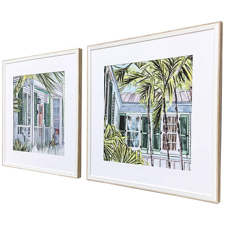 Image 2 Palm House II 25"W x 25"H Coastal Framed Art Set of 2 more views