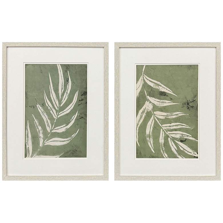 Image 1 Palm Leaf 19"W x 25"H Coastal Framed Art Set of 2
